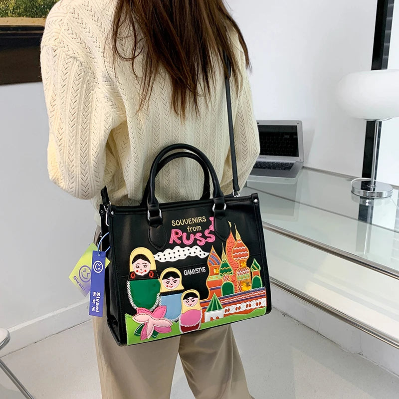 Women's Large PU Leather Shoulder Tote Bag