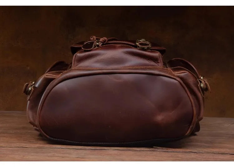 Retro crazy horse leather backpack men's large capacity travel bag fashion trend genuine leather backpack