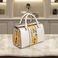 Women's Floral Faux Leather Handbag with Shoulder Strap