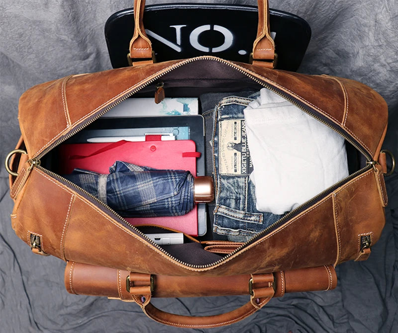 Genuine Leather Travel Duffle Bag