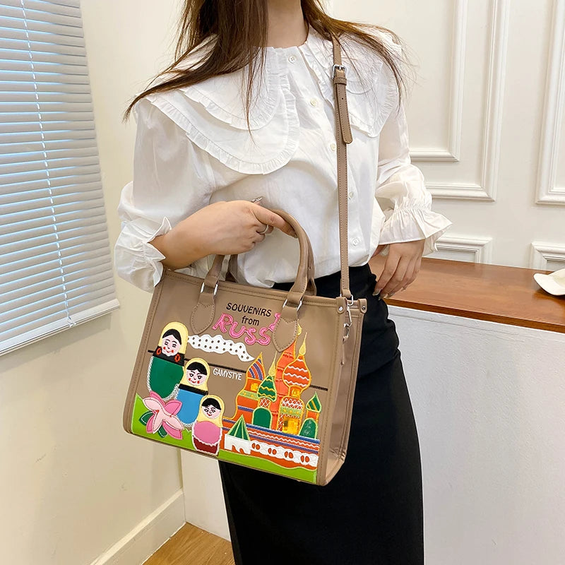 Women's Large PU Leather Shoulder Tote Bag
