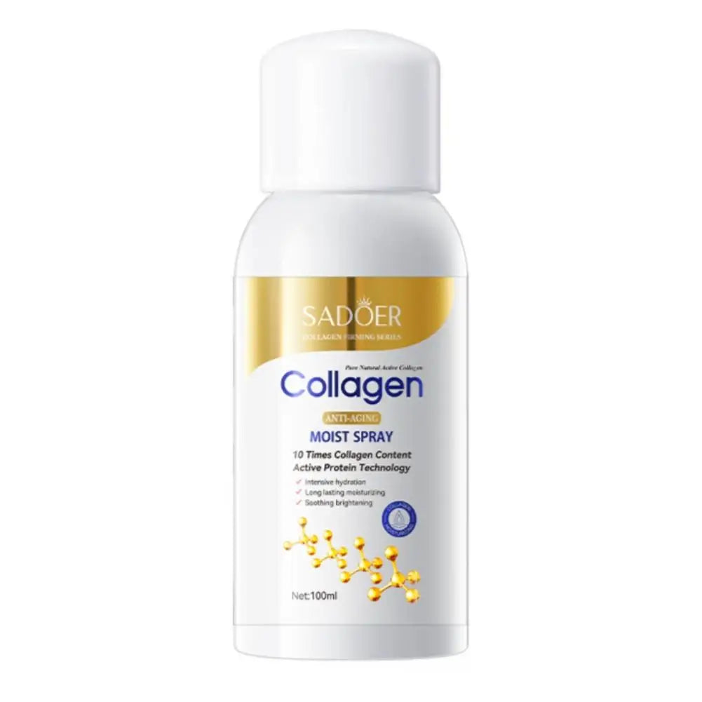 Collagen spray bottle with Sadoer branding on a white background