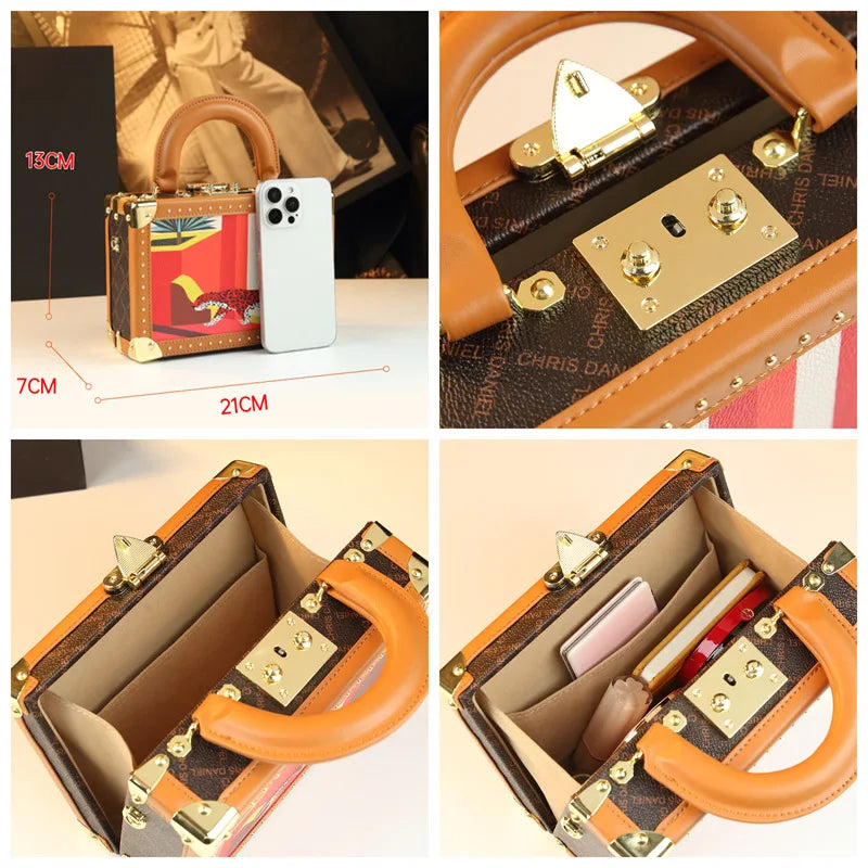 Trendy Women's Bag Personality Genuine Leather Box Bag Elegant Temperament Shoulder Crossbody Bag Designer Luxury Handbags