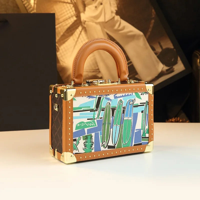 Trendy Women's Bag Personality Genuine Leather Box Bag Elegant Temperament Shoulder Crossbody Bag Designer Luxury Handbags