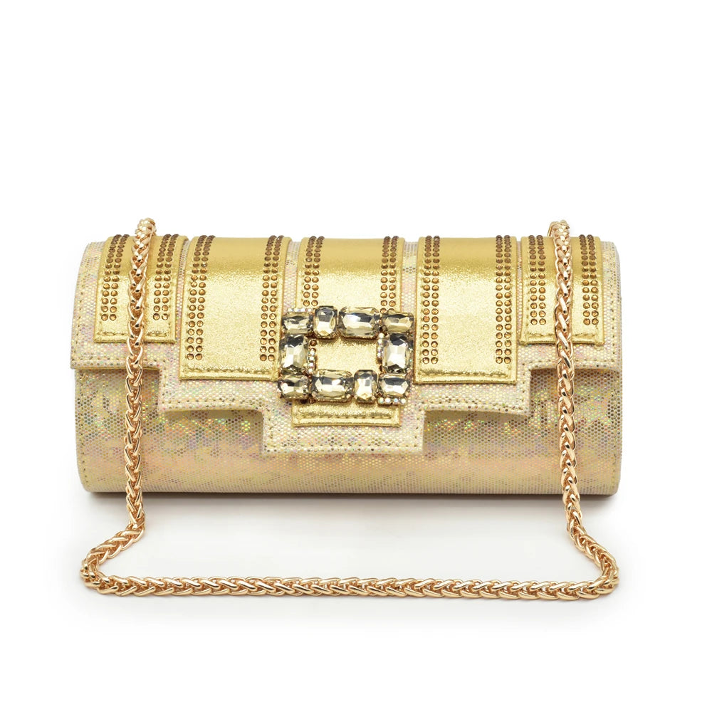 Women's Rhinestone Slingback Pumps with Matching Bag