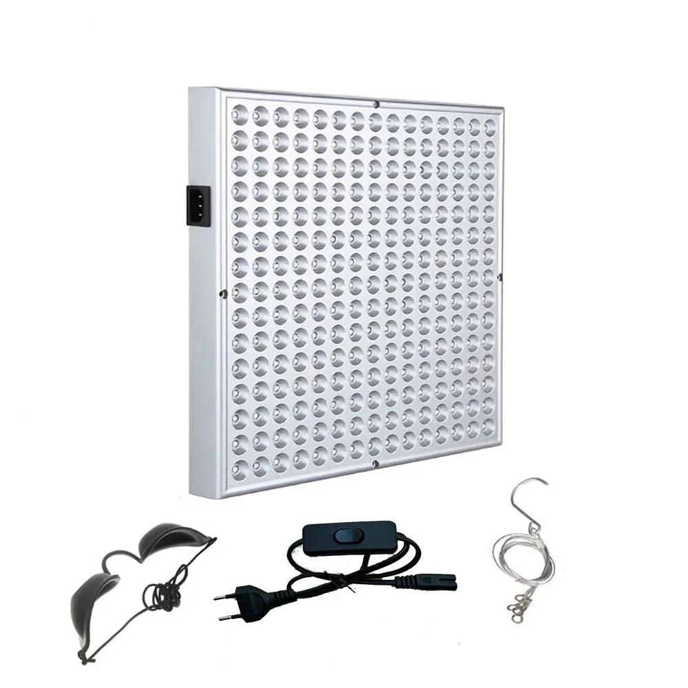 LED grow light panel with accessories on a white background