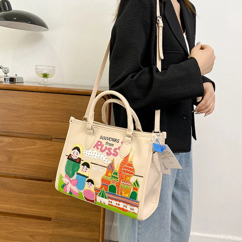 Women's Large PU Leather Shoulder Tote Bag