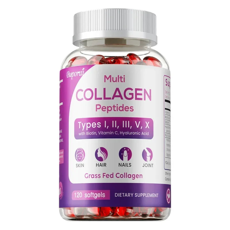Bottle of Buperri Multi Collagen Peptides on a white background