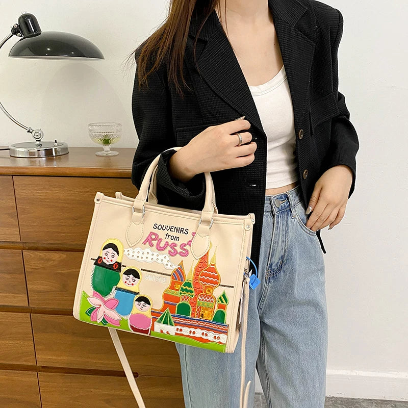 Women's Large PU Leather Shoulder Tote Bag