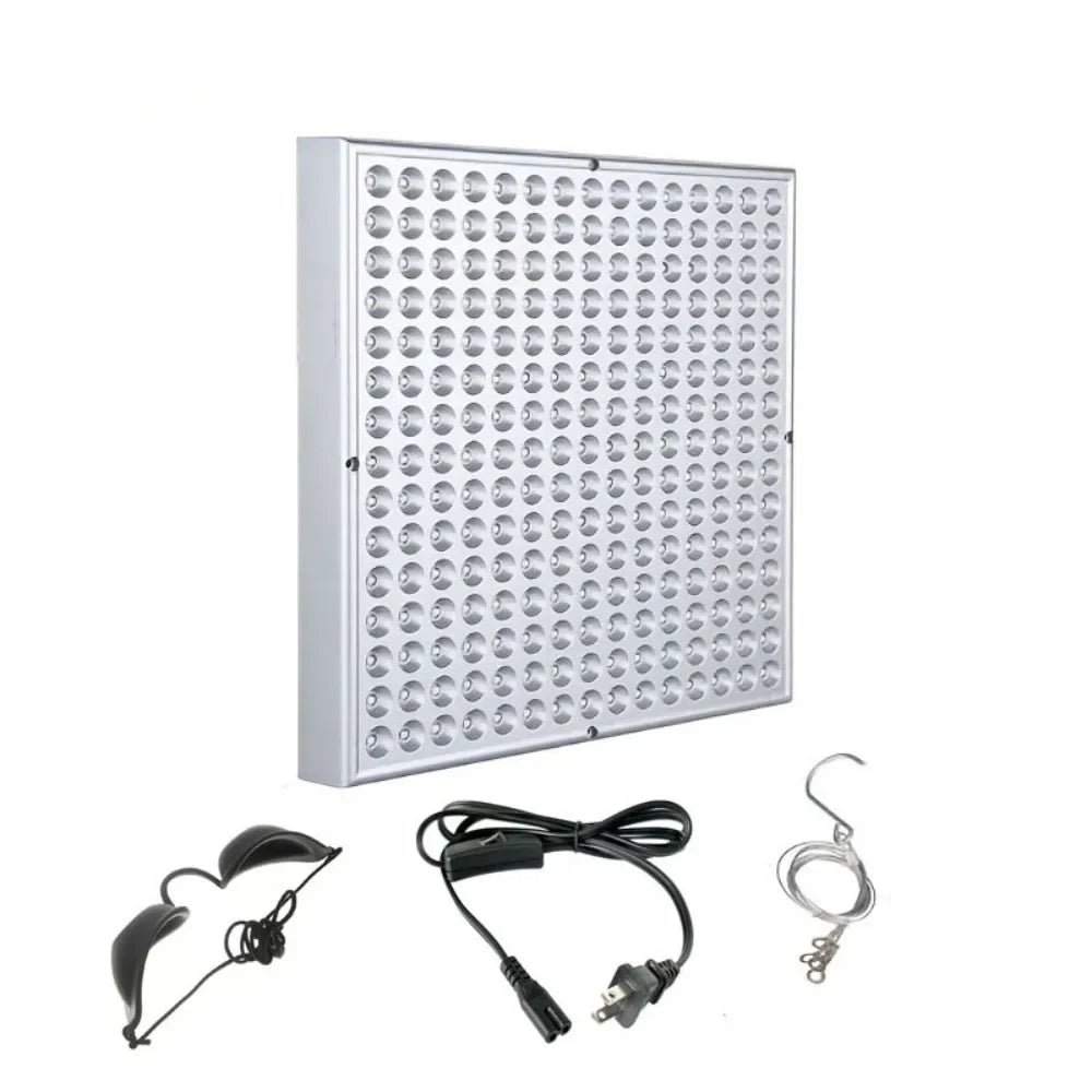 LED light panel with accessories on a white background