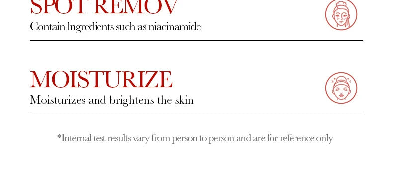 Text describing skincare benefits with icons of a face and a bottle.