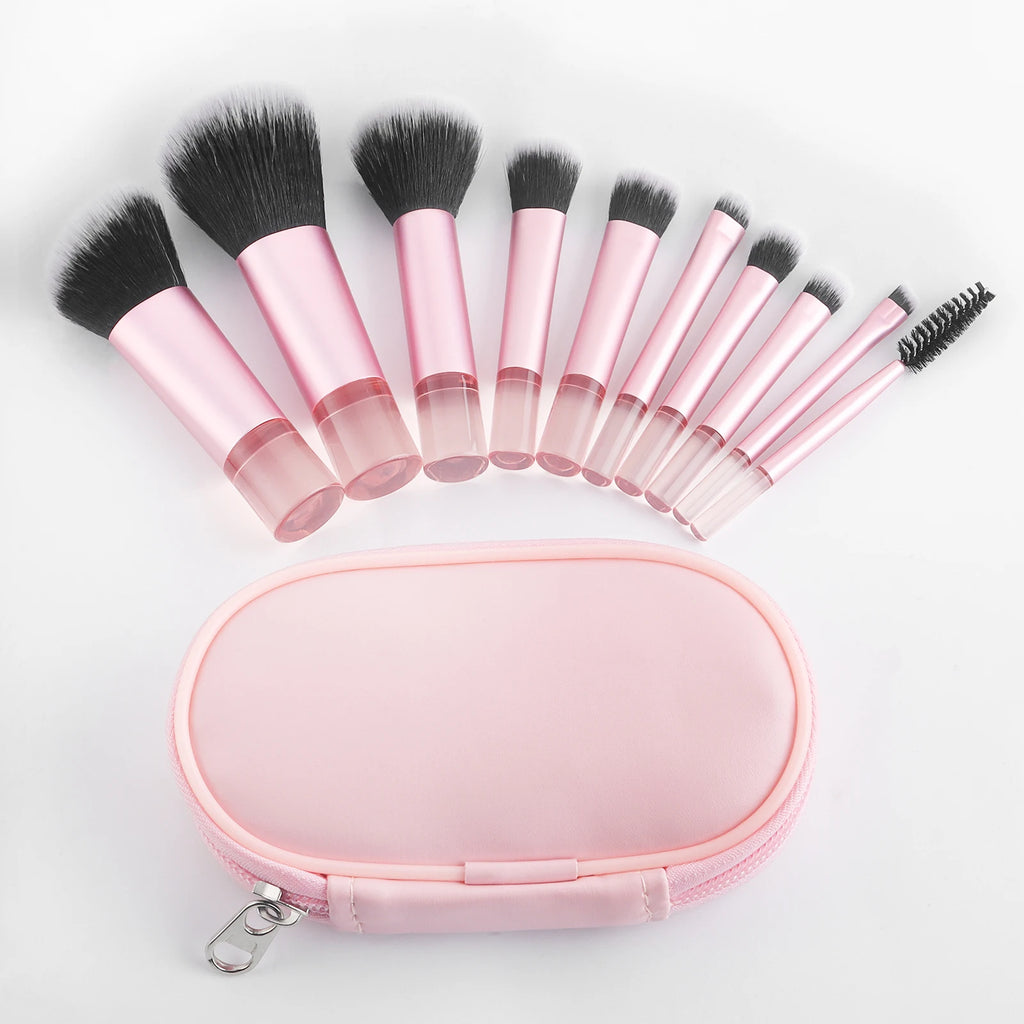 Makeup Brush Set with Storage Bag – Mini Travel-Friendly Professional Brushes