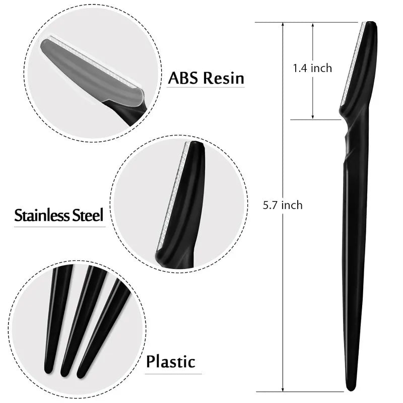 Black spoon with material comparison and dimensions on a white background