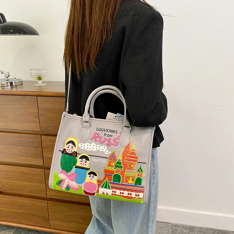 Women's Large PU Leather Shoulder Tote Bag