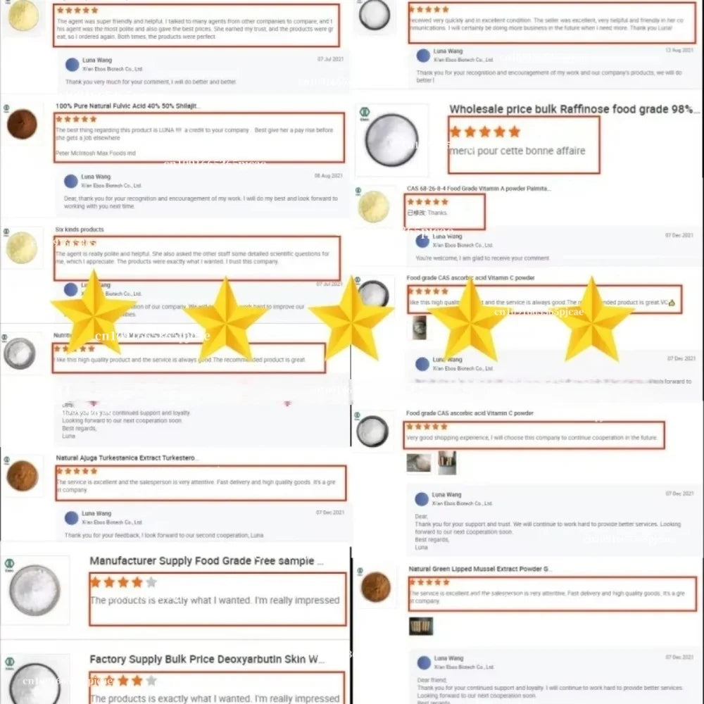 Product reviews with star ratings on a white background