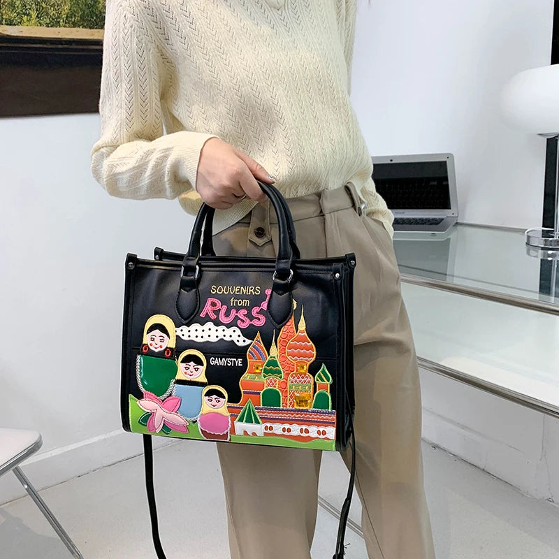 Women's Large PU Leather Shoulder Tote Bag