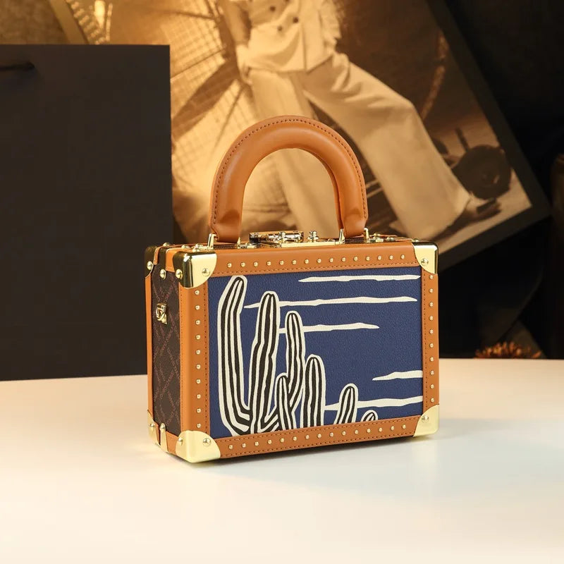 Trendy Women's Bag Personality Genuine Leather Box Bag Elegant Temperament Shoulder Crossbody Bag Designer Luxury Handbags