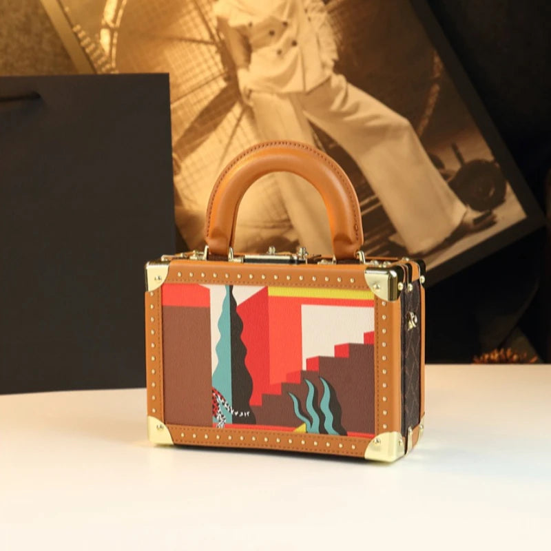 Trendy Women's Bag Personality Genuine Leather Box Bag Elegant Temperament Shoulder Crossbody Bag Designer Luxury Handbags