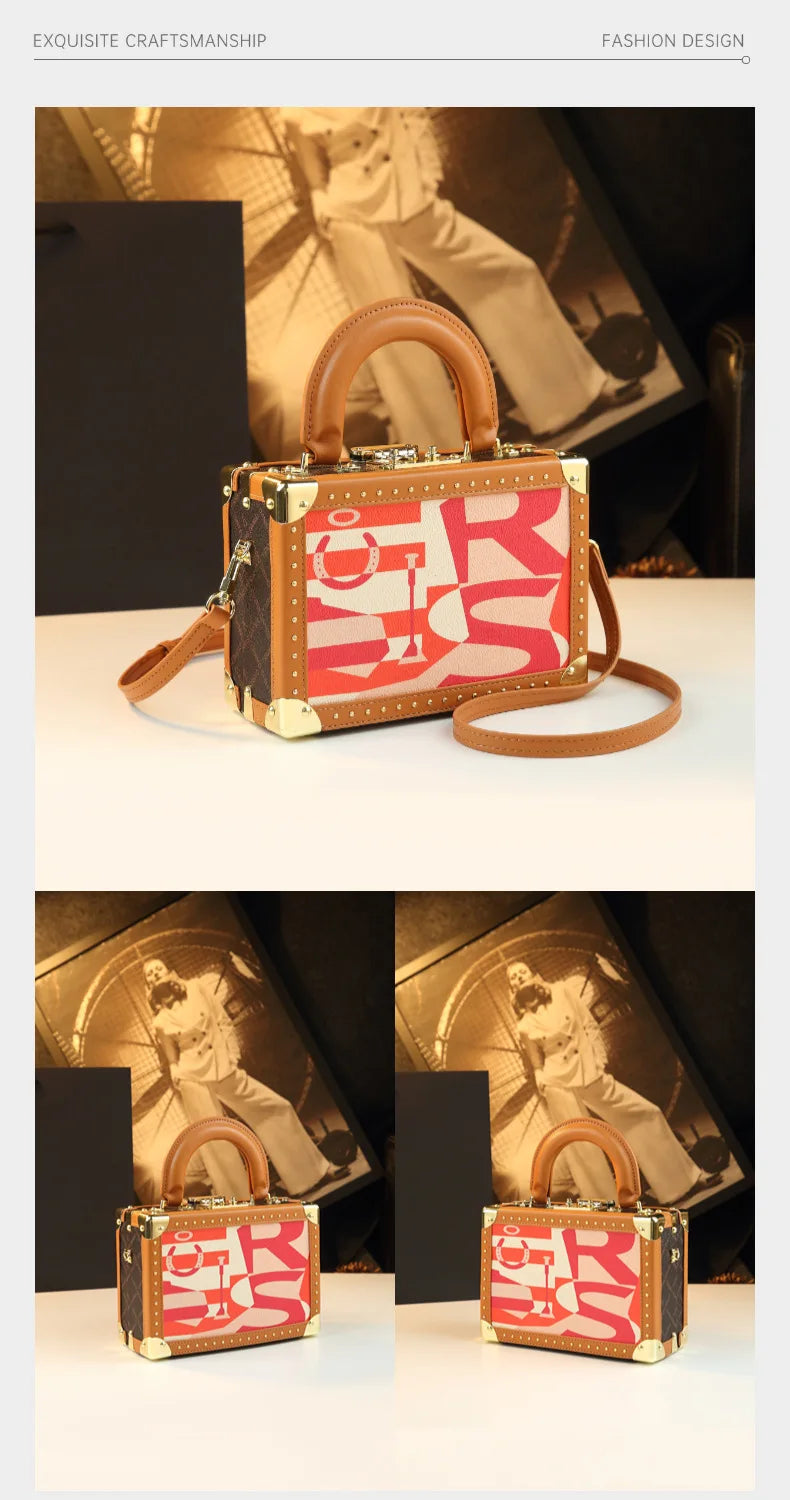 Trendy Women's Bag Personality Genuine Leather Box Bag Elegant Temperament Shoulder Crossbody Bag Designer Luxury Handbags