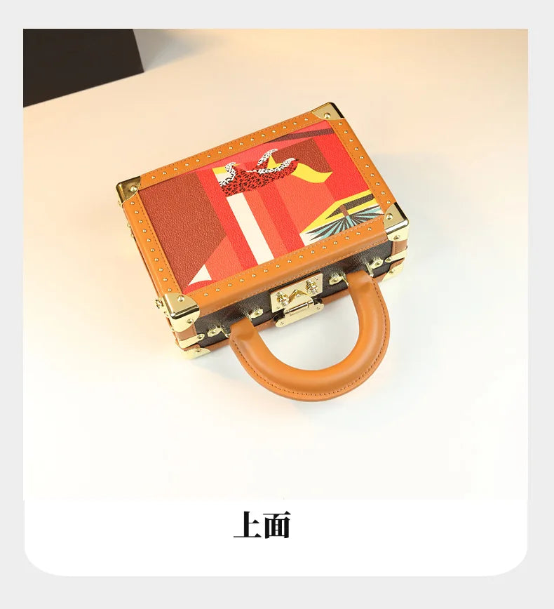 Trendy Women's Bag Personality Genuine Leather Box Bag Elegant Temperament Shoulder Crossbody Bag Designer Luxury Handbags