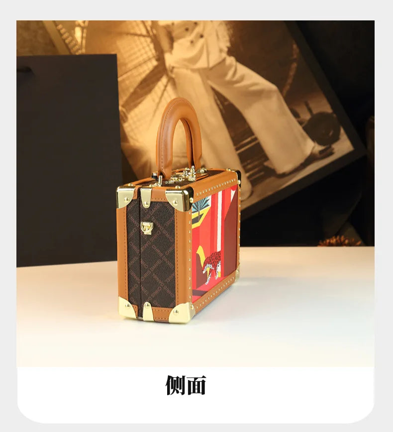 Trendy Women's Bag Personality Genuine Leather Box Bag Elegant Temperament Shoulder Crossbody Bag Designer Luxury Handbags