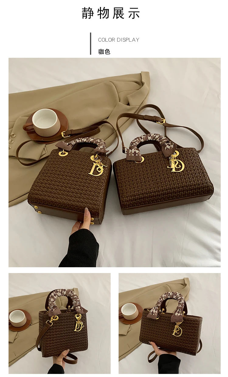 Two brown handbags with a visible brand logo on a white background