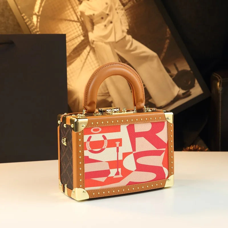 Trendy Women's Bag Personality Genuine Leather Box Bag Elegant Temperament Shoulder Crossbody Bag Designer Luxury Handbags