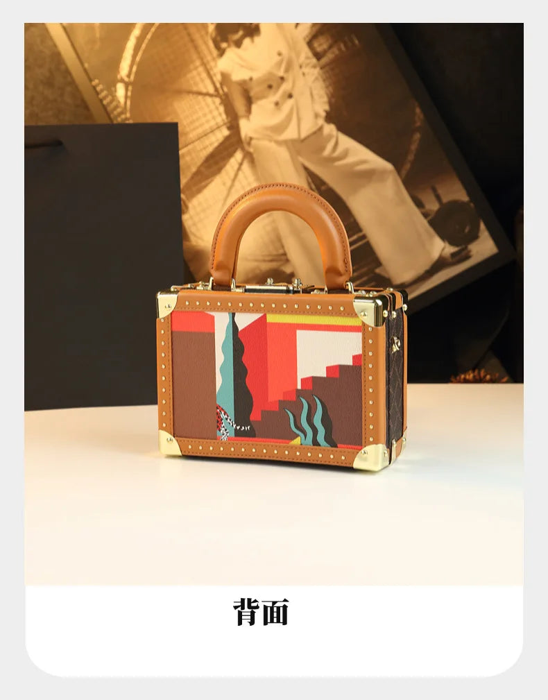 Trendy Women's Bag Personality Genuine Leather Box Bag Elegant Temperament Shoulder Crossbody Bag Designer Luxury Handbags