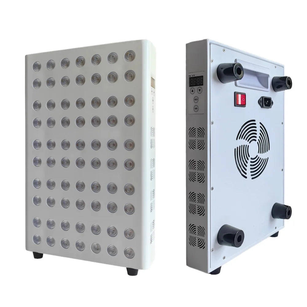 White industrial machine with multiple ports and a control panel on a white background