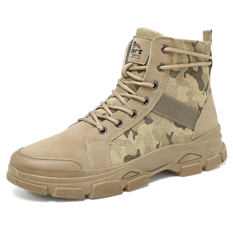 Beige camouflage boot on a white background