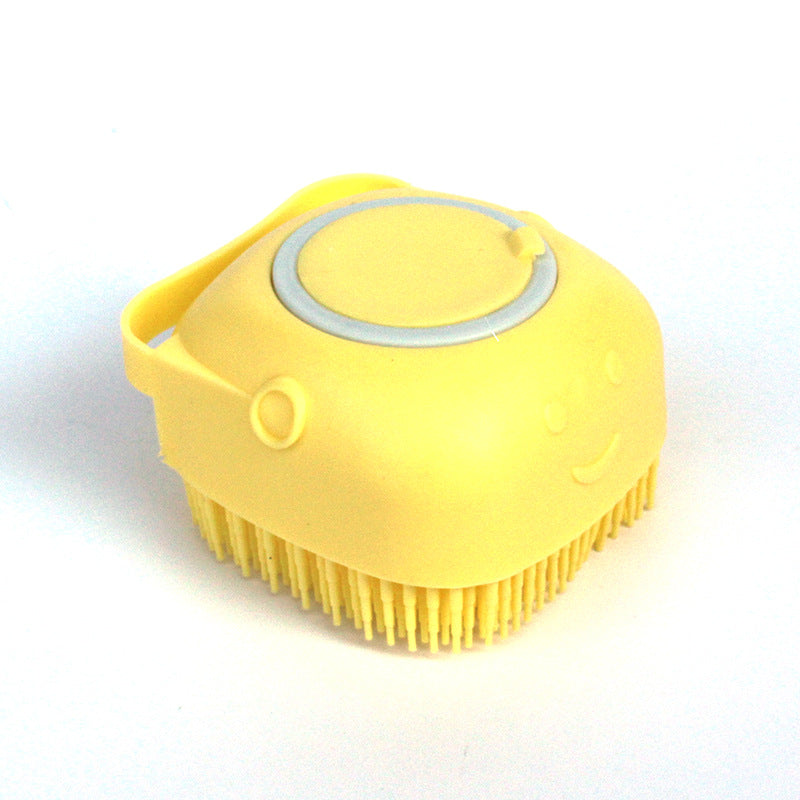 Yellow silicone scrubber on a white background