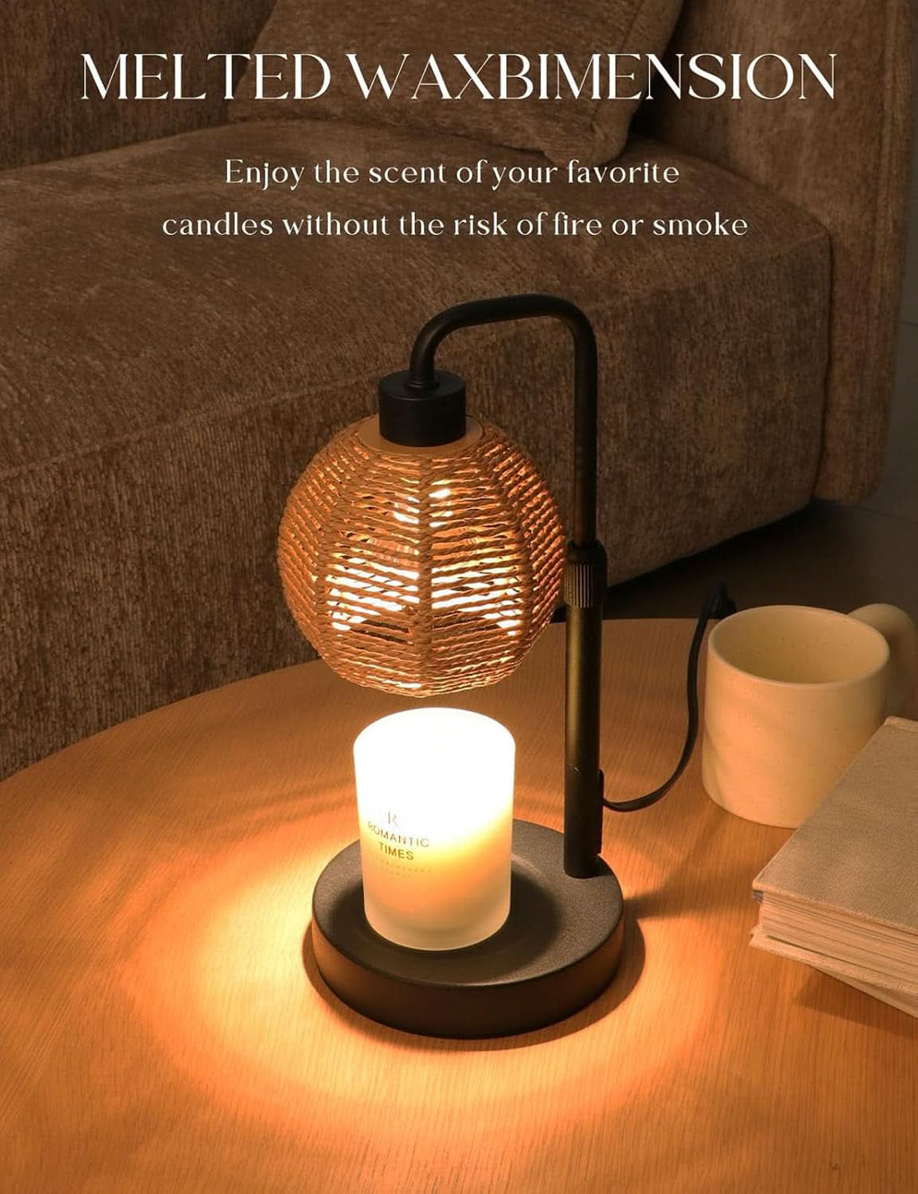 Dimmable Candle Warmer Lamp Including Timer Boho Weave-1