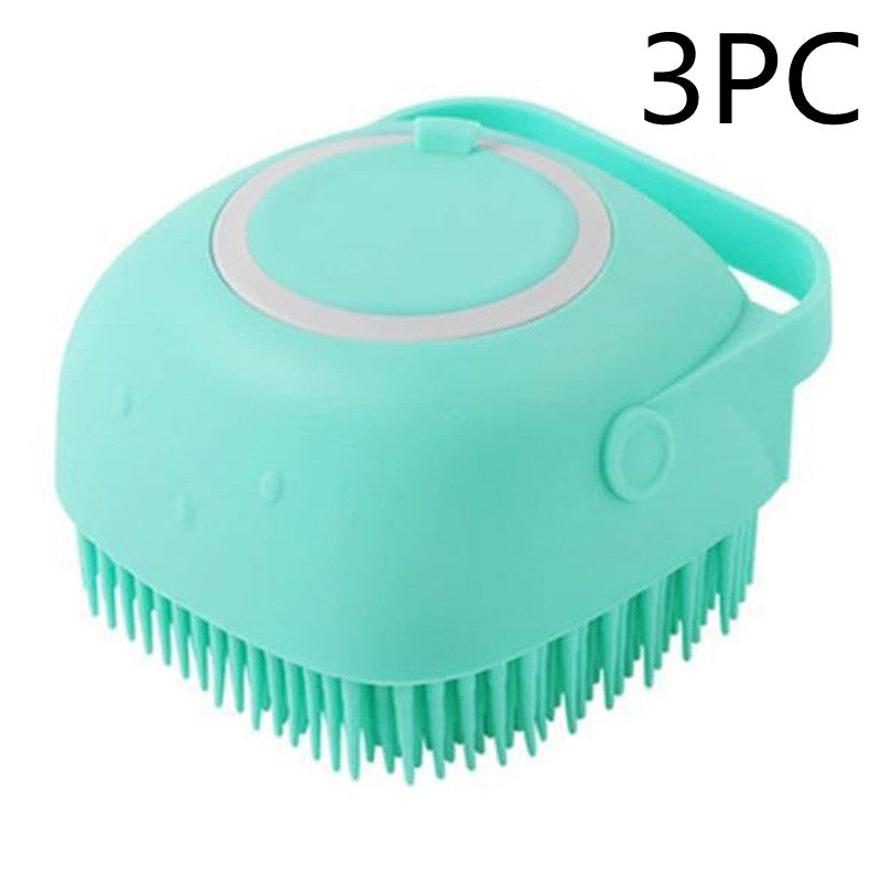 Green silicone scrubber with bristles on a white background, labeled '3PC'.