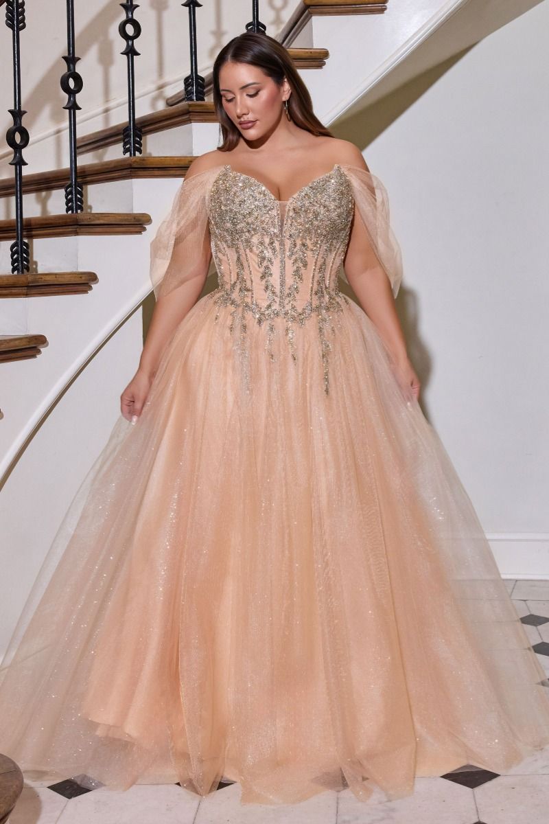 Elegant Beaded Corset A-Line Prom Dress Glitter Tulle Evening Gown CDCD721C