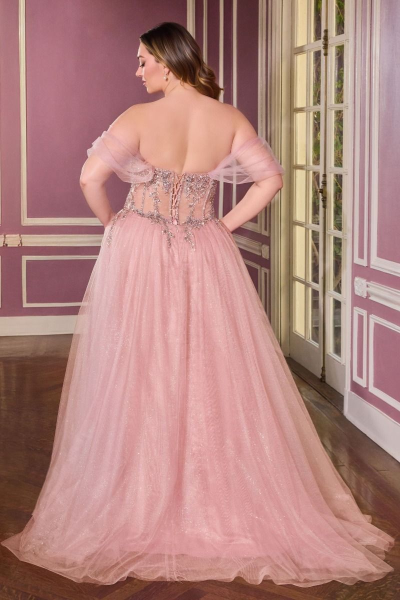 Elegant Beaded Corset A-Line Prom Dress Glitter Tulle Evening Gown CDCD721C