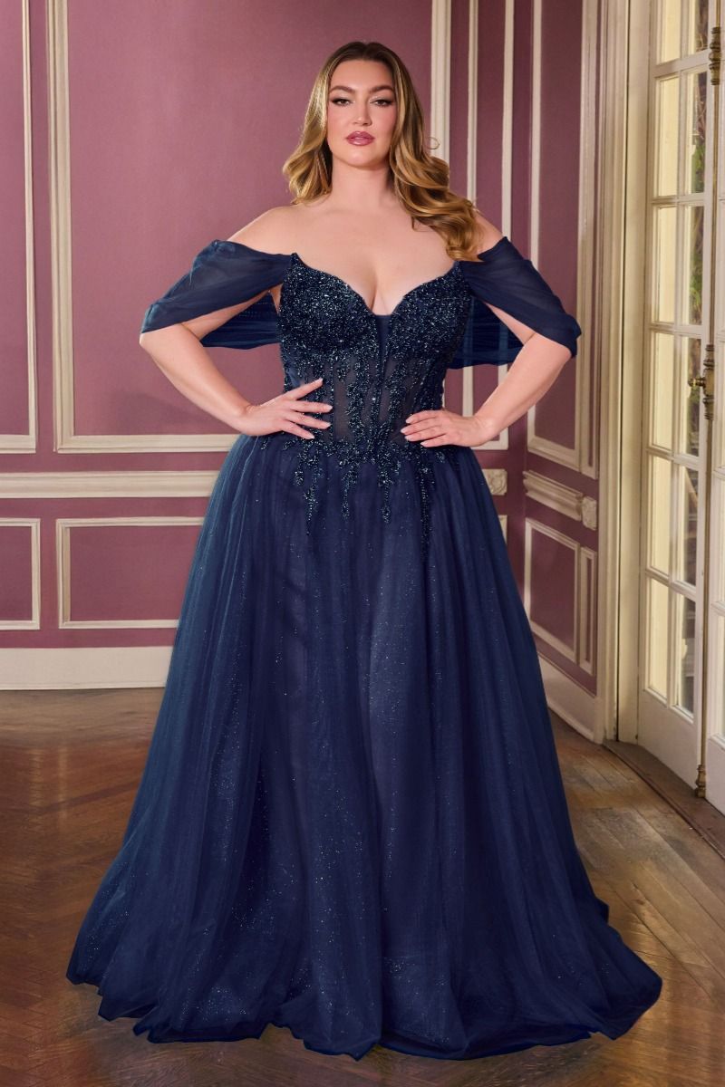 Elegant Beaded Corset A-Line Prom Dress Glitter Tulle Evening Gown CDCD721C
