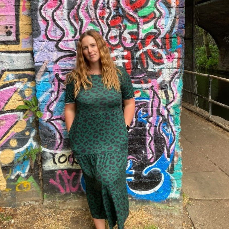 The Midi Breastfeeding Dress - Green Leopard
