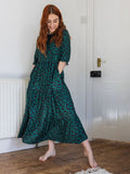 The Midi Breastfeeding Dress - Green Leopard